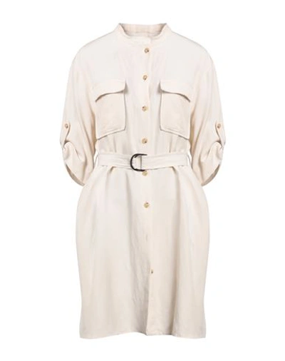 Shop Woolrich Woman Midi Dress Beige Size L Viscose, Linen