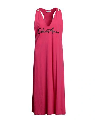 Shop Odi Et Amo Woman Midi Dress Fuchsia Size S Polyester In Pink