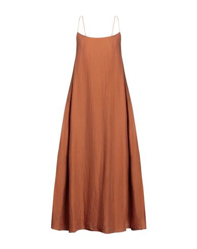 Shop Pomandère Woman Maxi Dress Rust Size 8 Cotton, Silk In Red
