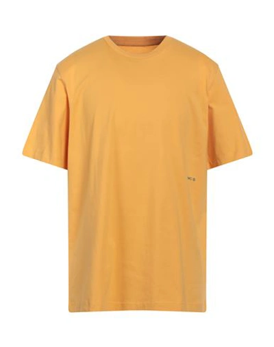 Shop Oamc Man T-shirt Ocher Size L Organic Cotton, Elastane In Yellow