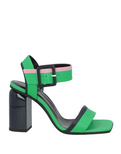 Shop Pierre Hardy Woman Sandals Green Size 8 Lambskin, Calfskin