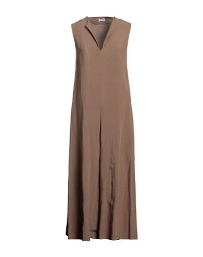 Shop Rue Du Bac Woman Midi Dress Camel Size 6 Viscose, Linen In Beige
