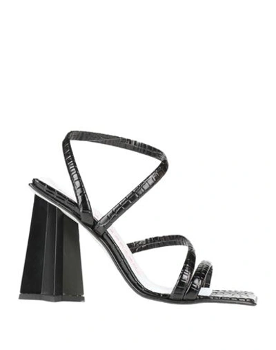 Chiara Ferragni Woman Sandals Black Size 11 Textile Fibers In Black