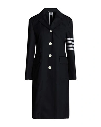 Shop Thom Browne Woman Overcoat & Trench Coat Midnight Blue Size 2 Cotton