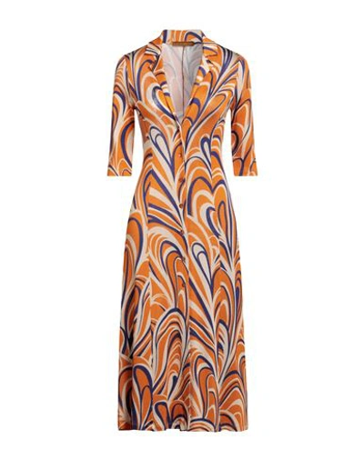 Shop Siyu Woman Midi Dress Orange Size 4 Viscose, Elastane