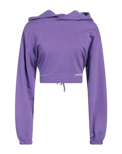 Shop Hinnominate Woman Sweatshirt Purple Size M Cotton