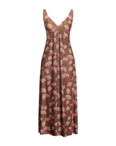 Shop Siyu Woman Maxi Dress Brick Red Size 8 Polyester, Polyamide, Elastane