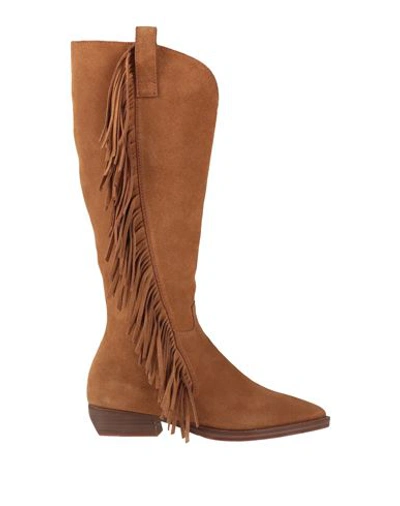 Shop Cris Vergre' Cris Vergré Woman Boot Camel Size 6 Leather In Beige