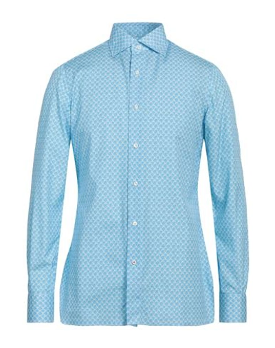 Shop Isaia Man Shirt Sky Blue Size 17 ½ Cotton