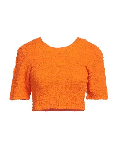 Shop Ganni Woman Top Orange Size 8/10 Organic Cotton