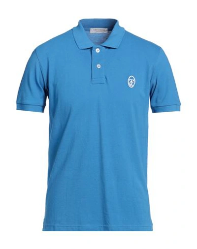 Shop Trussardi Man Polo Shirt Azure Size L Cotton In Blue