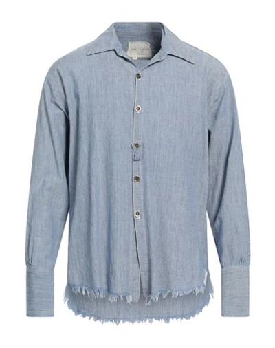 Shop Greg Lauren Man Denim Shirt Blue Size 2 Cotton