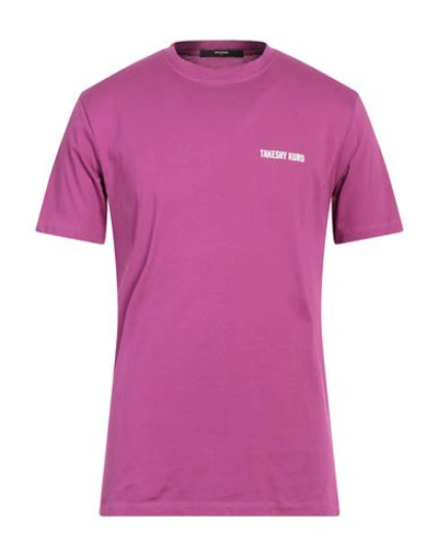 Shop Takeshy Kurosawa Man T-shirt Mauve Size Xl Cotton In Purple