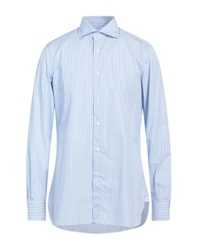 Shop Isaia Man Shirt Light Blue Size 17 ½ Cotton
