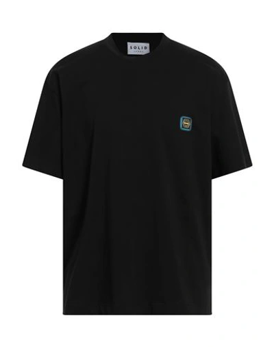 Shop Solid Homme Man T-shirt Black Size 40 Cotton, Polyester, Elastane