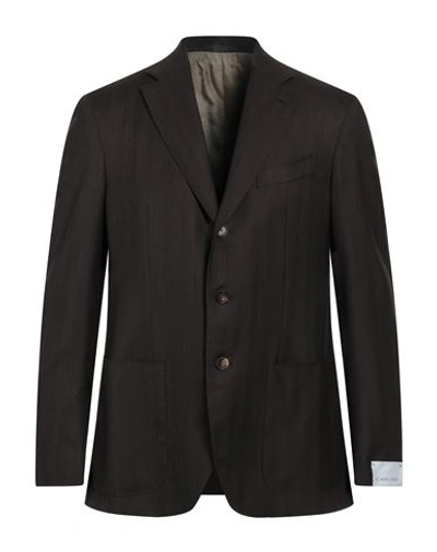 Shop Caruso Man Blazer Dark Brown Size 44 Wool
