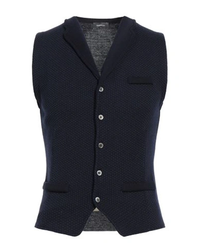 Shop Rossopuro Man Tailored Vest Midnight Blue Size 5 Merino Wool