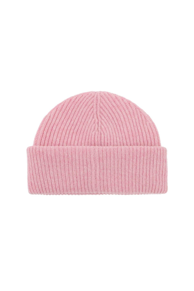 Shop Ganni Beanie Hat With Logo Label