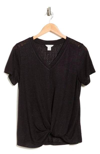 Shop Caslon ® Twist Hem V-neck T-shirt In Black