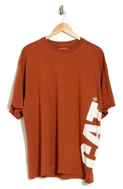 Shop Cat Wwr Oversize Wrap Print T-shirt In Amber Brown