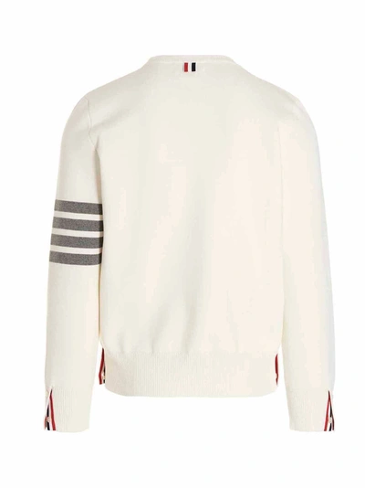 Shop Thom Browne 4 Bar Sweater, Cardigans White
