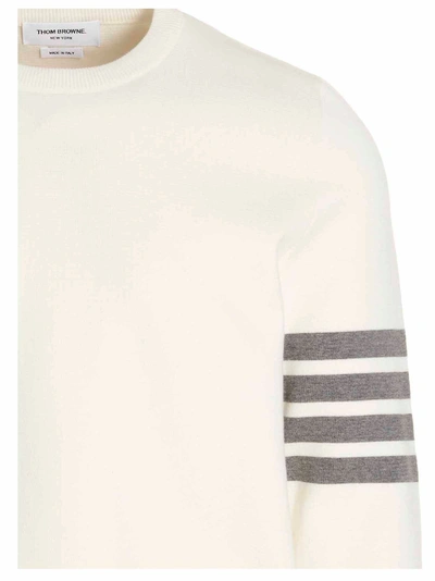 Shop Thom Browne 4 Bar Sweater, Cardigans White