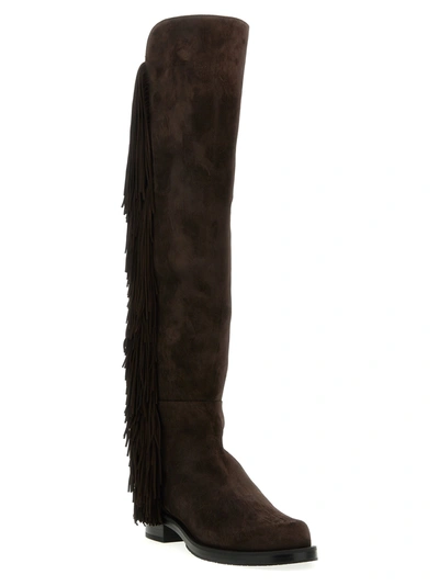 Shop Stuart Weitzman 5050 Bold Fringe Boots, Ankle Boots Brown