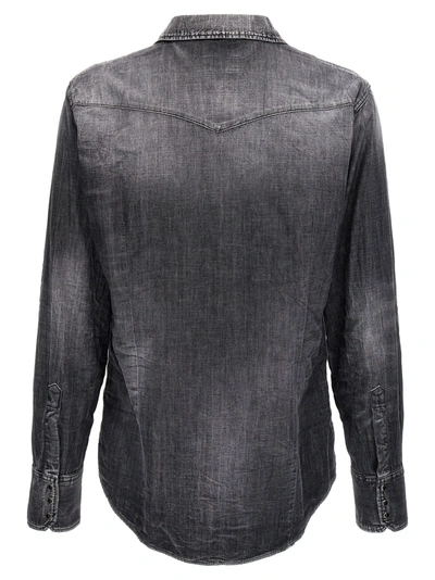 Shop Dsquared2 Classic Western Shirt, Blouse Gray