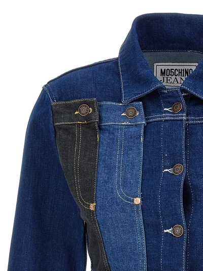 Shop Mo5ch1no Jeans Cropped Denim Jacket Casual Jackets, Parka Blue
