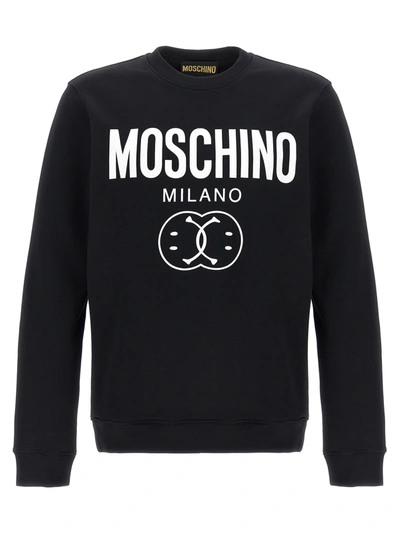 Shop Moschino Double Smile Sweatshirt White/black