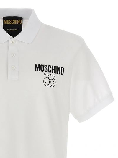 Shop Moschino Double Smile Polo White/black