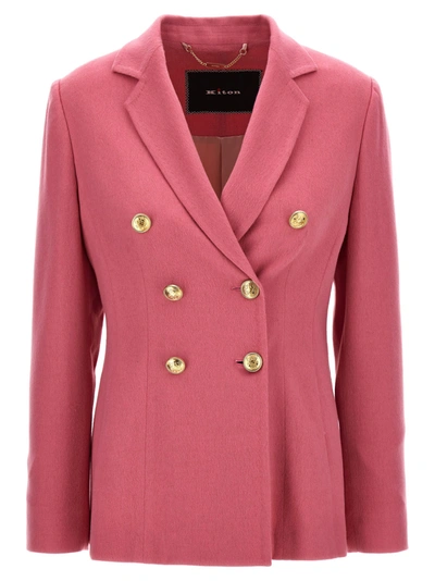 Shop Kiton Double-breasted Blazer Jackets Pink