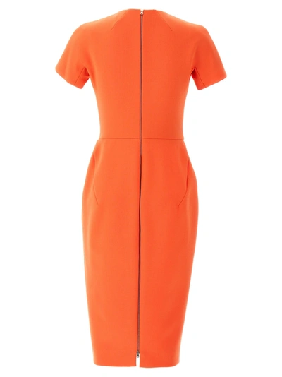 Shop Victoria Beckham Fitted Dress Dresses Orange