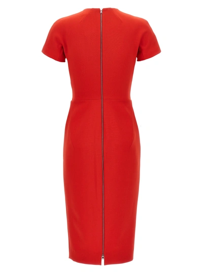 Shop Victoria Beckham Fitted T-shirt Dresses Red