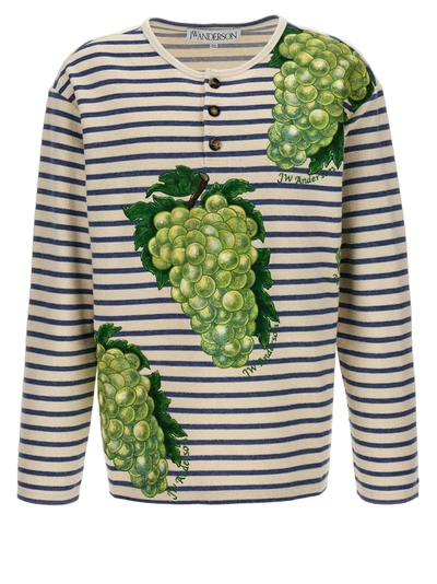Shop Jw Anderson Grape Henley Sweater, Cardigans Multicolor