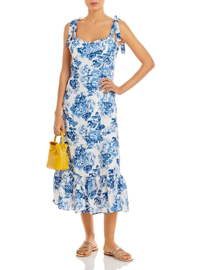 Shop Aqua Womens Casual Ruffled Midi Dress In Blue