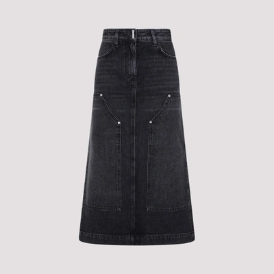 Shop Givenchy Cotton Skirt In Faded Black