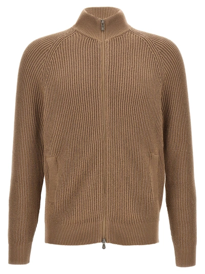 Shop Brunello Cucinelli Knit Cardigan Sweater, Cardigans Beige
