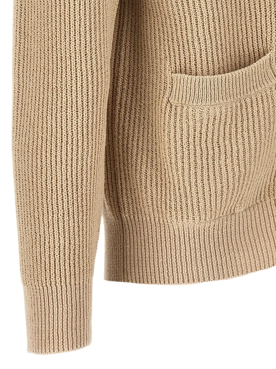 Shop Brunello Cucinelli Logo Buttons Cardigan Sweater, Cardigans Beige