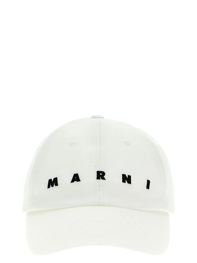 Shop Marni Logo Embroidery Cap Hats White