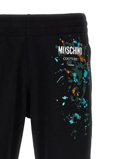 Shop Moschino Logo Print Joggers Pants Black