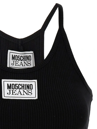 Shop Mo5ch1no Jeans Logo Ribbed Top Tops Black