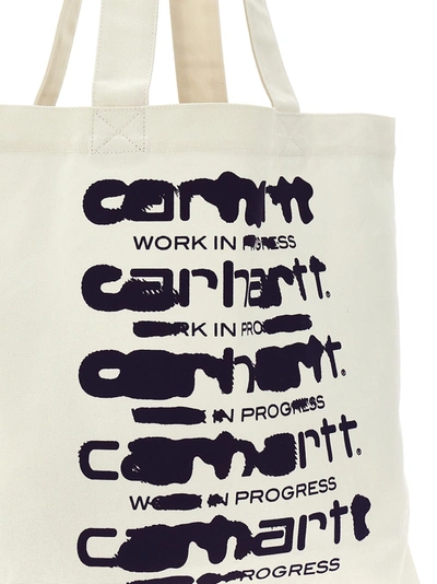 Shop Carhartt Logo Shopping Bag Tote Bag White
