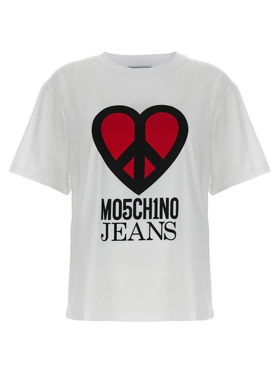 Shop Mo5ch1no Jeans Logo T-shirt White