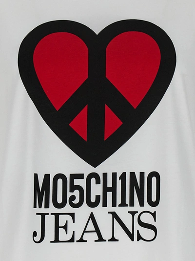 Shop Mo5ch1no Jeans Logo T-shirt White