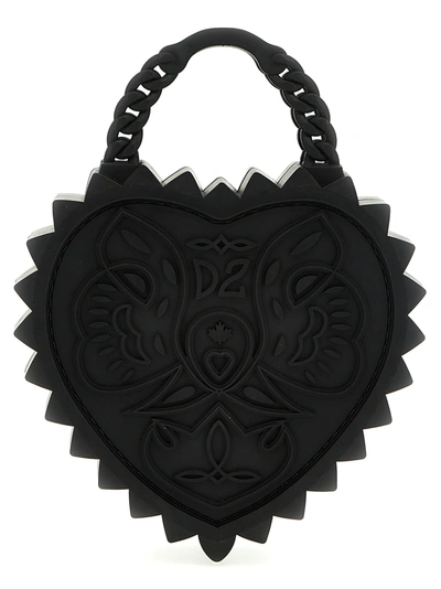 Shop Dsquared2 Open Your Heart Hand Bags Black