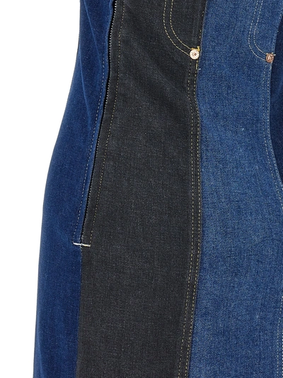 Shop Mo5ch1no Jeans Patchwork Mini Dress Dresses Blue
