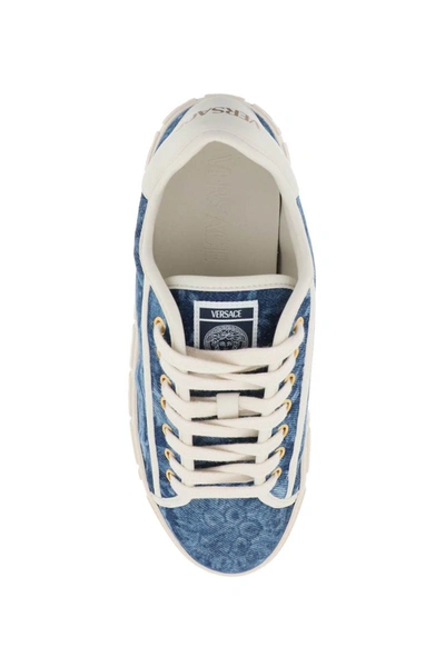 Shop Versace Barocco Greca Sneakers In Blue