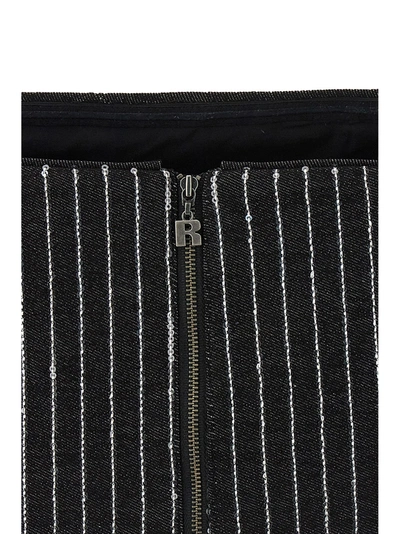 Shop Rotate Birger Christensen Sequin Pinstripe Crop Top Tops Black