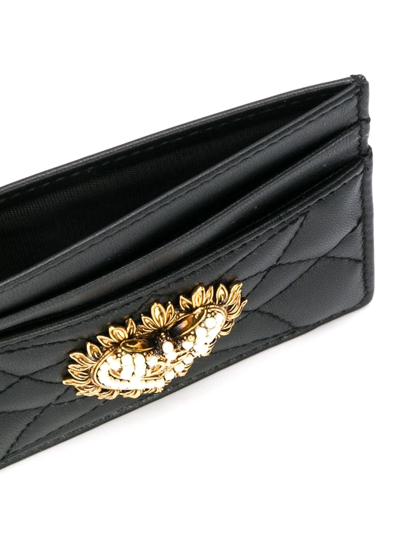 Shop Dolce & Gabbana Devotion Matelassé Leather Cardholder In Black
